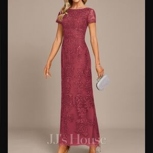 JJ's House A-Line Lace Gown Overlay Sequin XL Cinnomen Rose Evening Event Prom